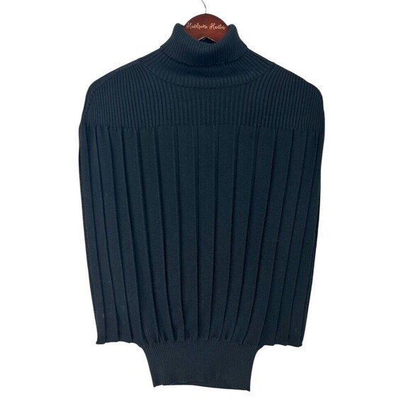 United Colors of Benetton Stile Women L Turtleneck Sweater Ribbed Vest Black U - Picture 1 of 10